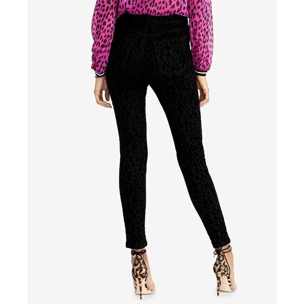 Rachel Roy Jean Jeggings Black sz 31 Flocked Animal-Printed NEW‎ - Picture 2 of 7